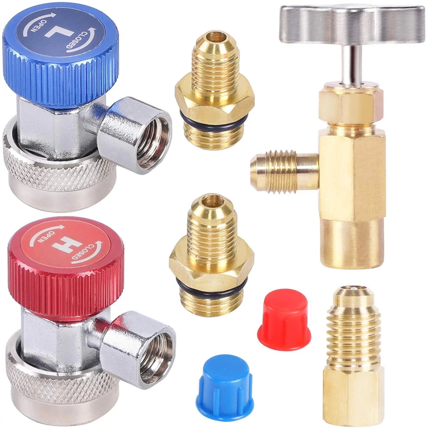Auto Hvac Adjustable Quick Coupler Adapters & Refrigerant Can Tap