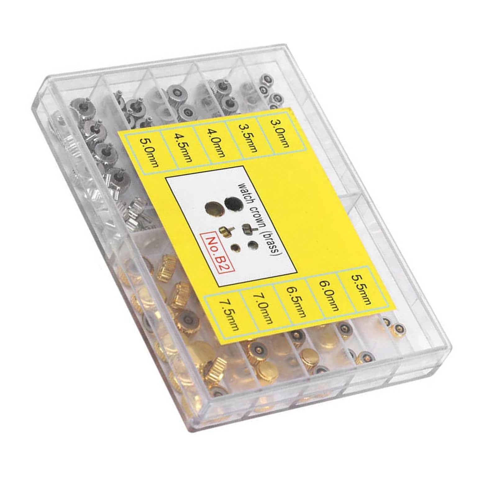 100pack 3.0‑7.5mm Alloy Watch Crown Head Assortment Watchmaker Repair