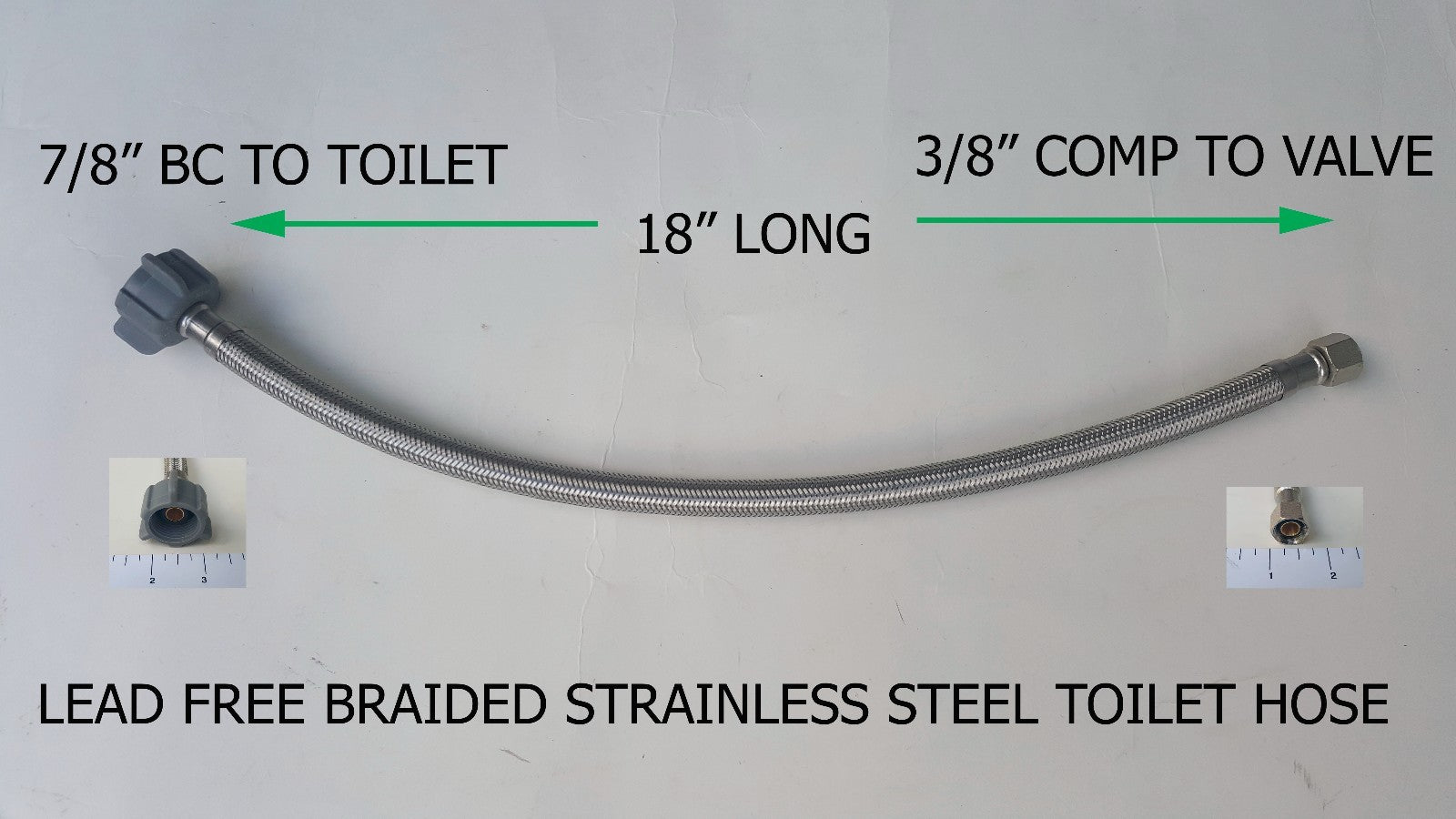 60Pc 18" Long 3/8" Comp. X 7/8" BC Lead Free Braided St
