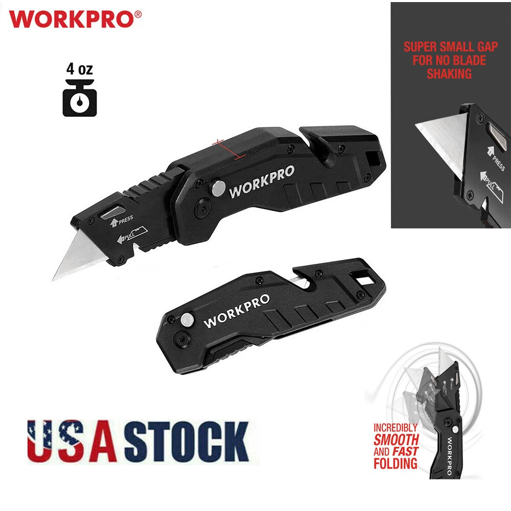 Workpro Folding Utility Knife Quick Change Blade Nylon Handle W/