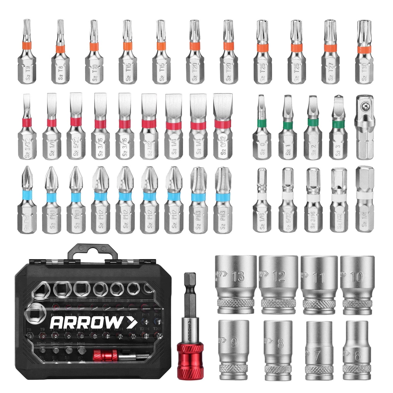 Arrow 48-piece 1/4" Screwdriver Bit & Socket Set S2 Steel W/magnetic