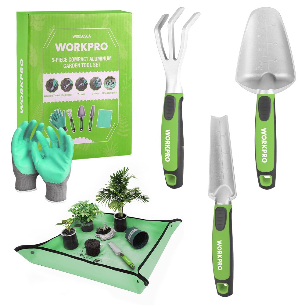 WORKPRO 5PCS Garden Tool Set Powder Coating Aluminum Garden Tool