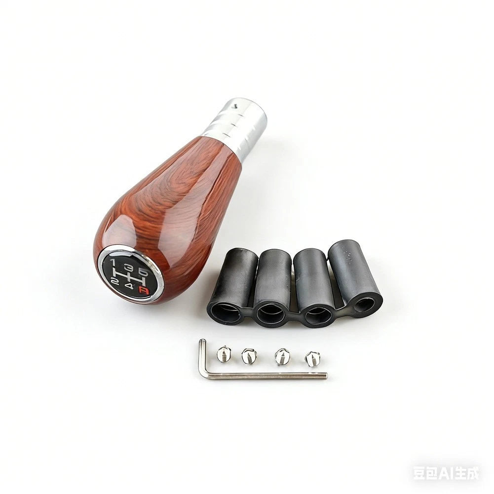 Easy Fit Gear Shift Knob With Woodgrain Top And 4 Adapters For Most