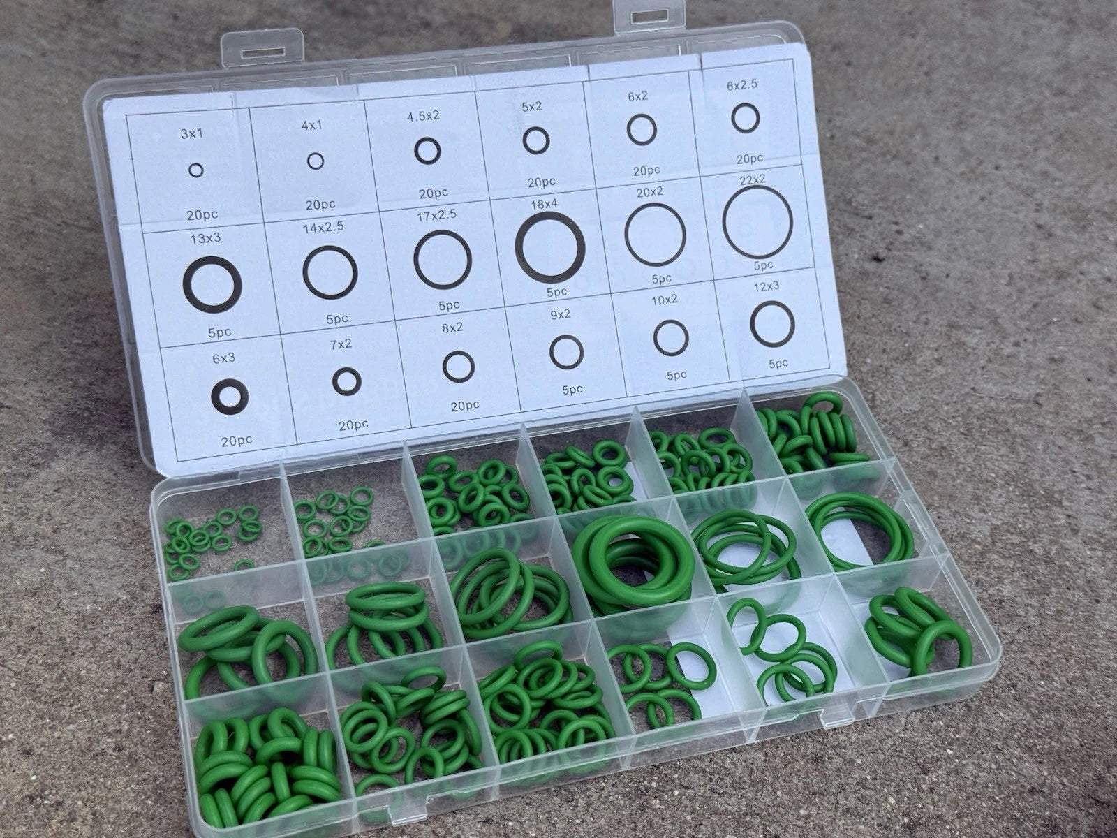 Green Rubber Hnbr O Ring Assortment Kit 18 Sizes Metric Sealing Gasket