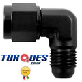 AN -3 90 Degree Male to Female Forged Adapter BLACK