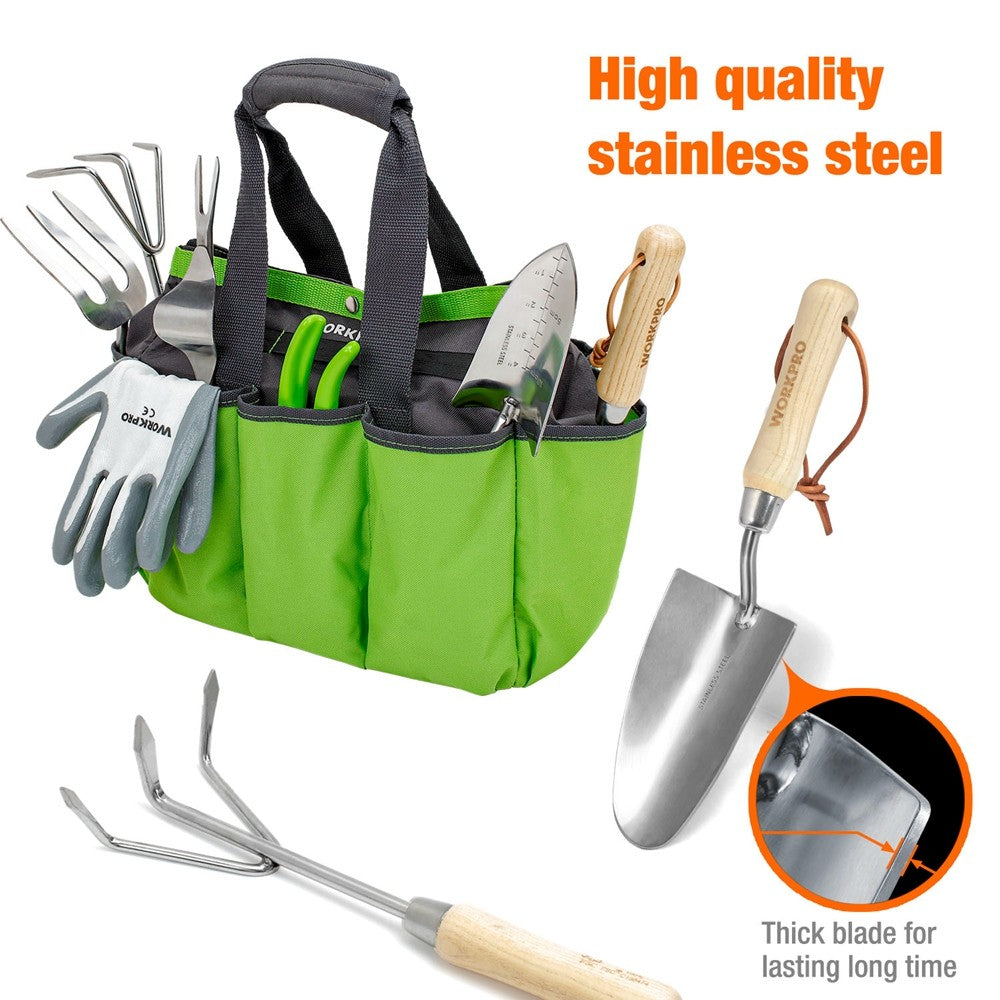 WORKPRO 8-Pieces Garden Tools Set Stainless Steel Heavy Duty Gardening