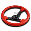 Nrg 350mm 3" Deep Dish 6-hole Race Steering Wheel Red Leather/black