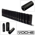 Deep Impact Socket Set Chrome Vanadium Steel 10mm-24mm Voche (1/2 Dr)