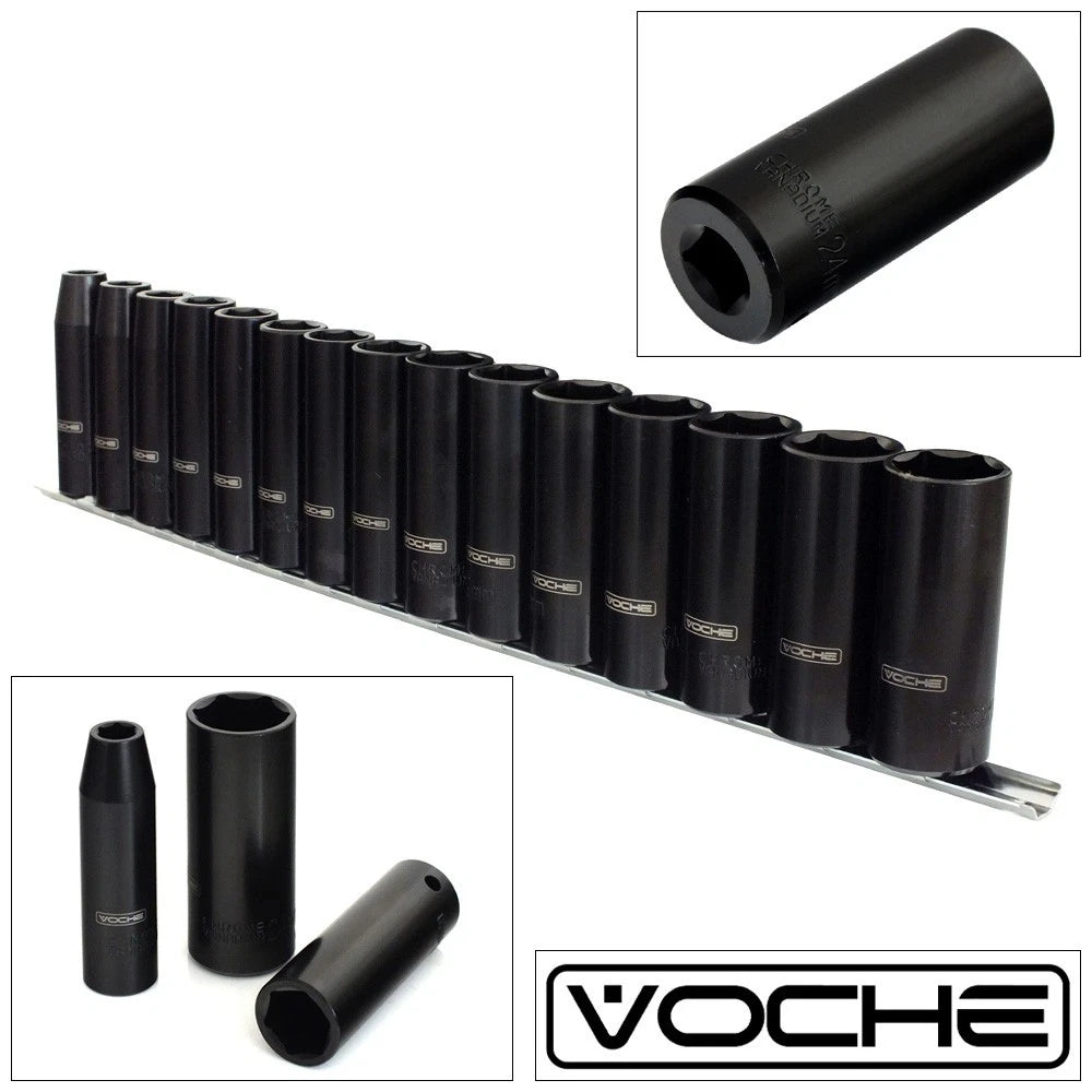 Deep Impact Socket Set Chrome Vanadium Steel 10mm-24mm Voche (1/2 Dr)