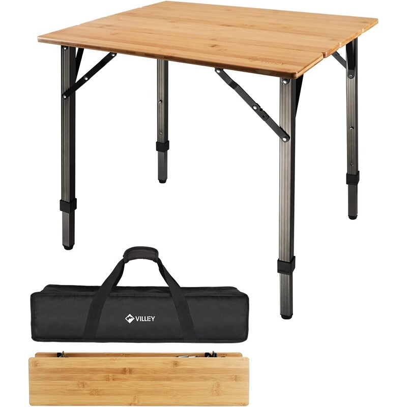 VILLEY Heavy Duty Load Bamboo Folding Table Portable Camping Table 176