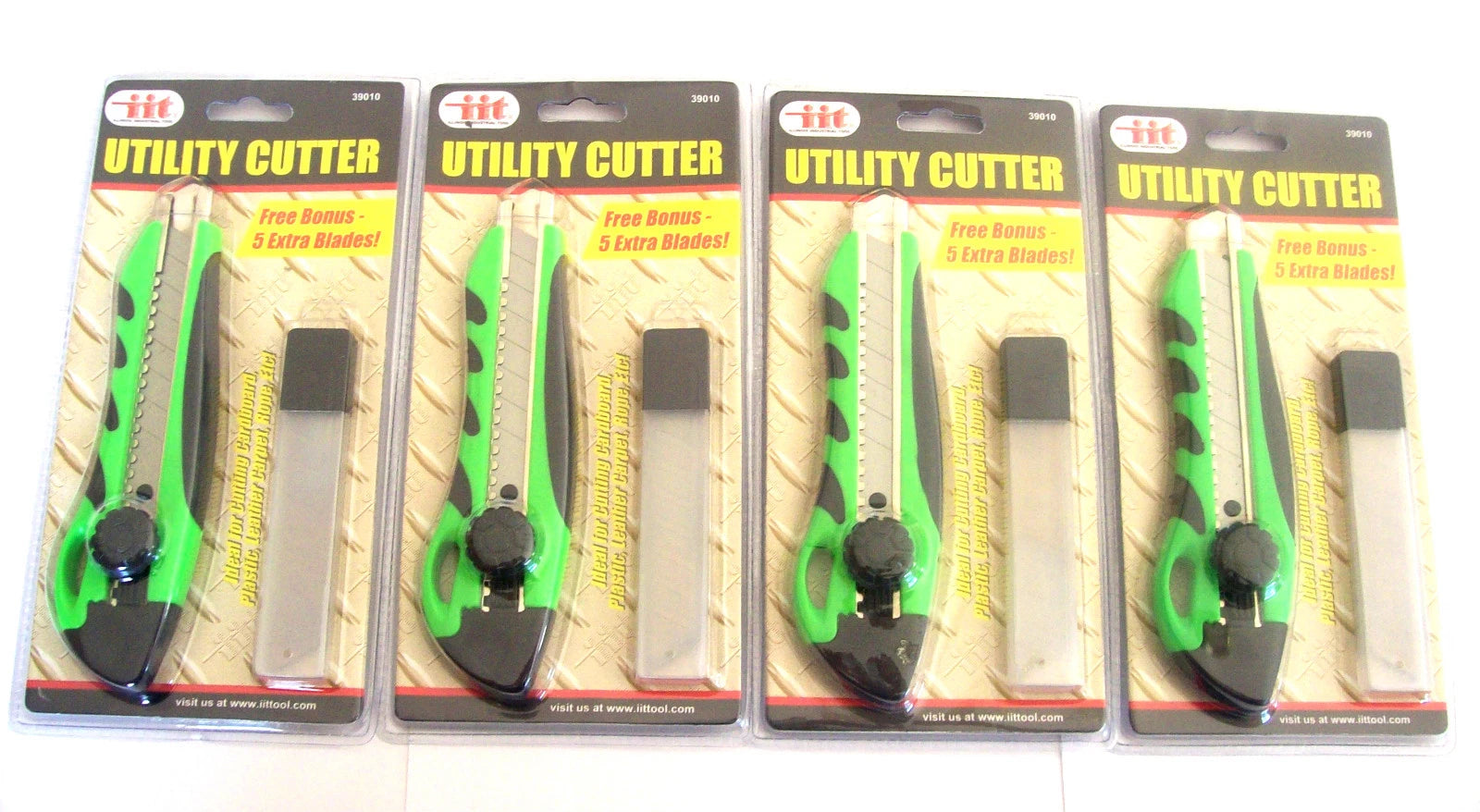 4 Large Snap Off Utility Knife Knives Cutters W/ 24 Breakaway 18mm
