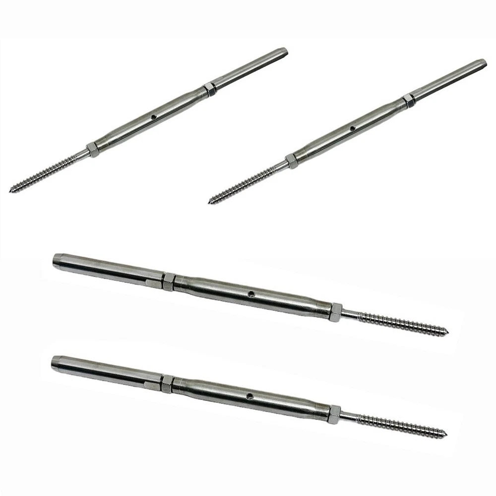 3/8" Threaded Lag Swage Stud Turnbuckle For 1/4" Cable Stainless Steel
