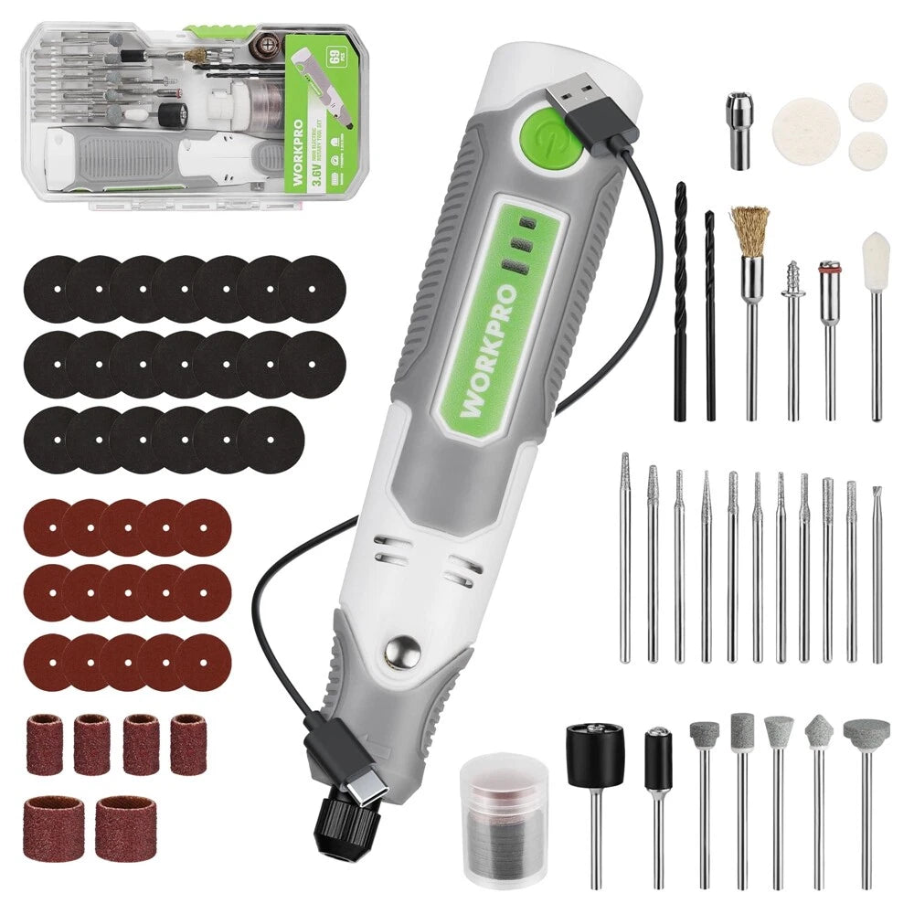Workpro 3.6V Mini Cordless Rotary Tool Kit W/ Accessories 3 Variable