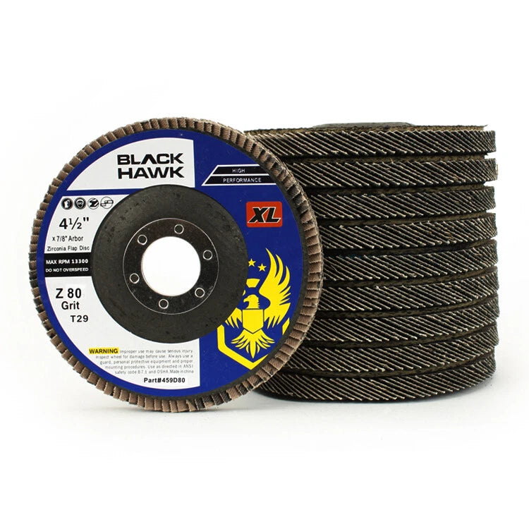 100 Pack 4.5" x 7/8" XL 80 Grit High Density Flap Discs Jumbo Grinding Wheel T29