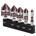 5-size Hex Shank Countersink, Cobalt M35 Hss 5-flute 82°