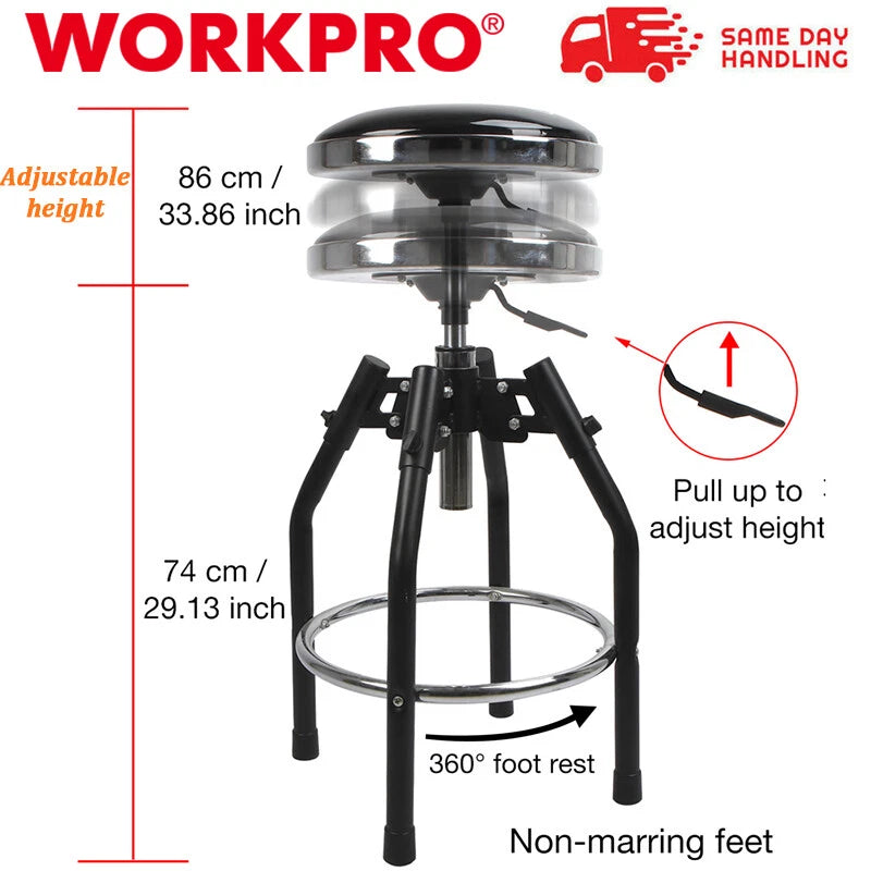 Workpro Swivel Bar Stool 360 Degree Work Seat | Built Supply Co
