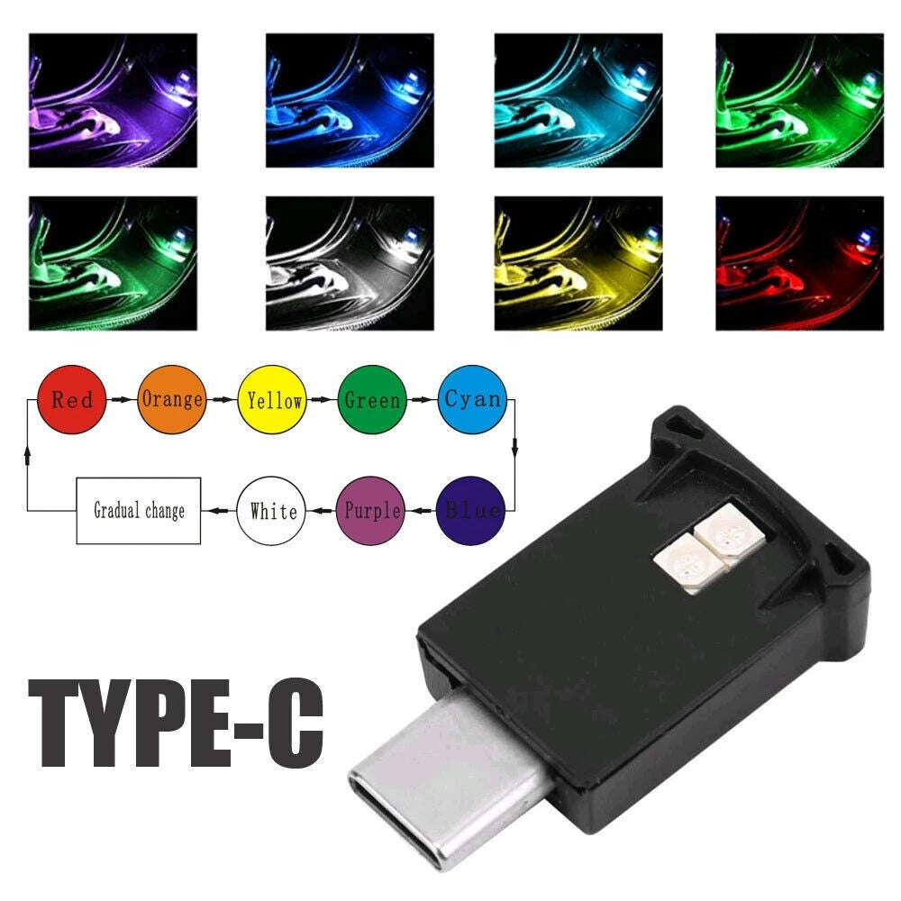 Adjustable Type-c Led Rgb Ambient Light Interior Atmosphere Night