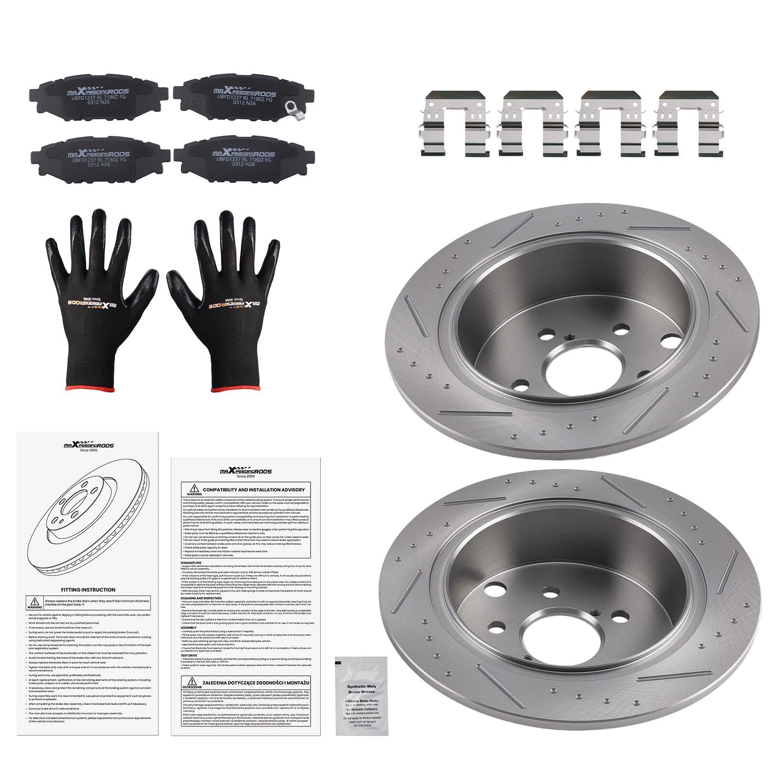 Rear Solid Brake Rotors Ceramic Pads for Subaru Crosstrek 2016-2023 D1114 S31605