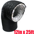 12" Dia X 25ft Long Black Insulated Flexible Ducting Air Ventilation