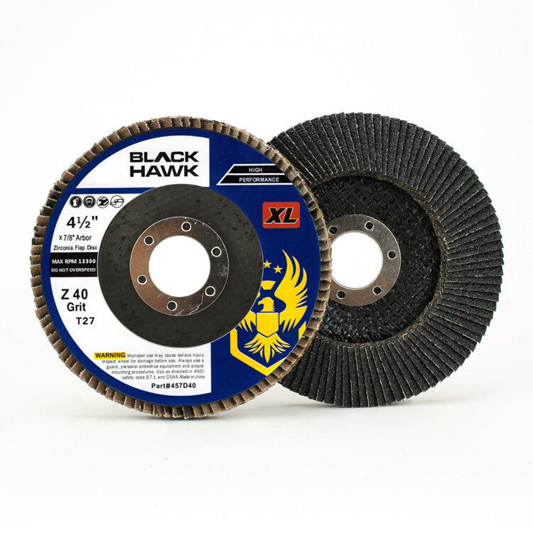 5 Pack 4.5" x 7/8" XL 40 Grit High Density Flap Discs Jumbo Grinding