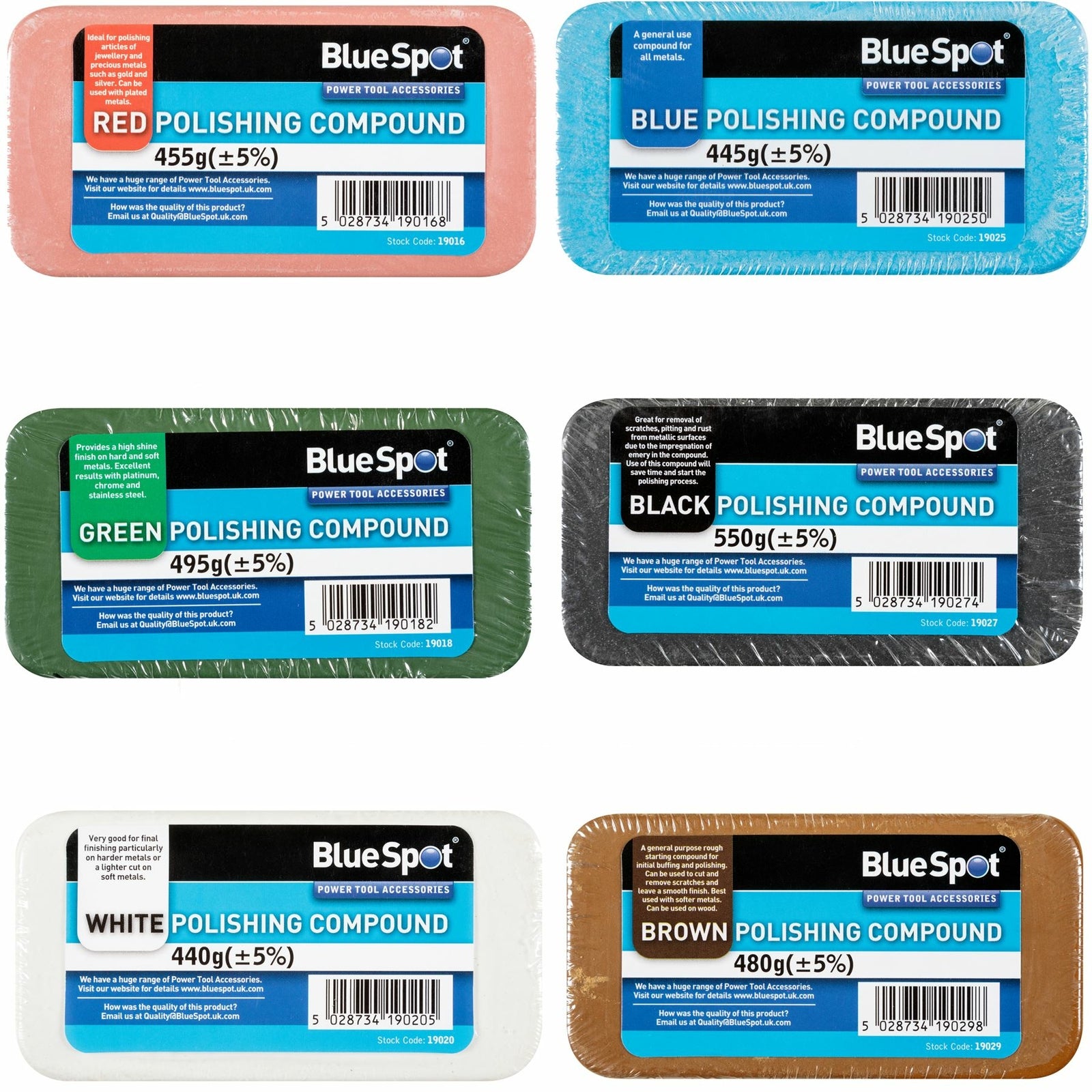 BlueSpot Polishing Buffing Compound Bars for Metal & Aluminium by BlueSpot