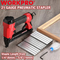WORKPRO 8016 Pneumatic Staple Gun 21 Gauge Upholstery Stapler Set w/1500 Staples