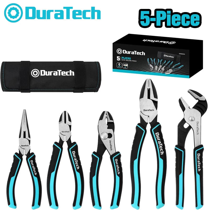 Duratech Plier Set 8" Groove Joint Plier 6" Needle Nose Slip Joint