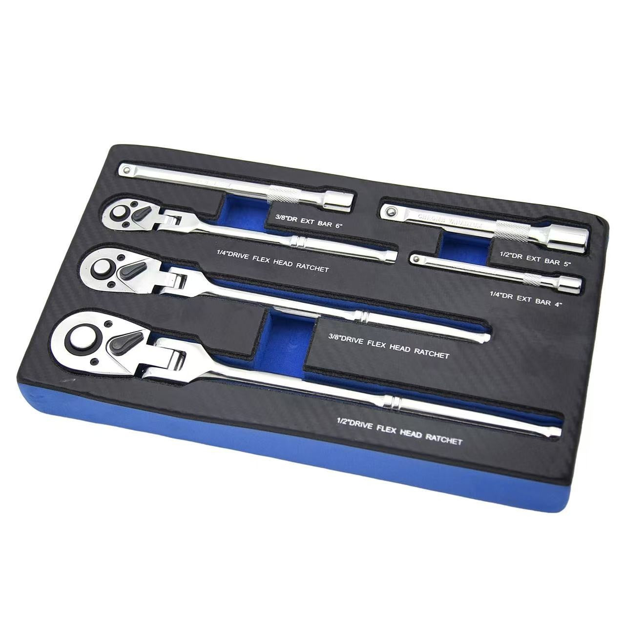 6pc Prefessional Socket Flex Head Ratchet & Extension Bar Set 1/4"