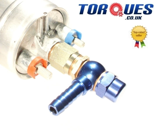 Fuel Pump 8MM (5/16") Push on Outlet Banjo Adapter + Cap Fits Bosch
