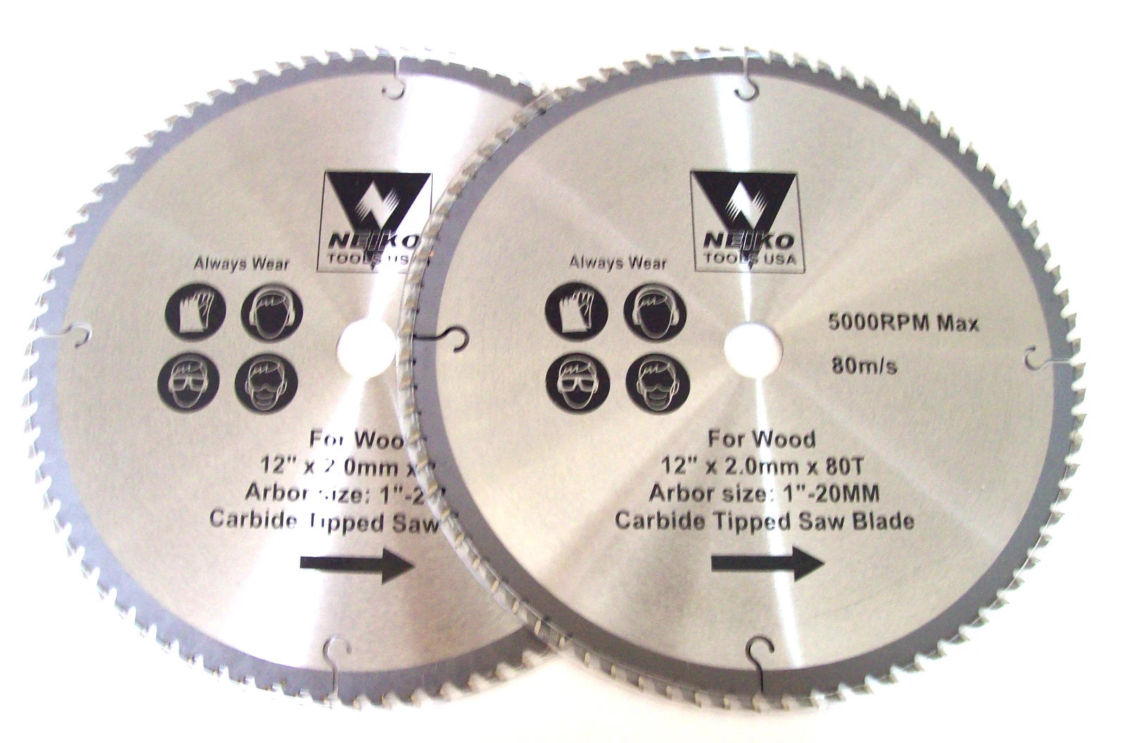 2 Neiko 12" 80t Circular Table Miter Saw Blades Carbide Tip