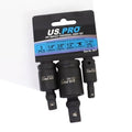 US Pro Tools 3pc Impact Universal Wobble Joint Set 1/4" 3/8" 1/2" Driv