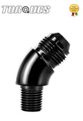 AN -8 (AN8 AN 08) to 1/4" NPT 45 Degree SWEPT Adapter Black