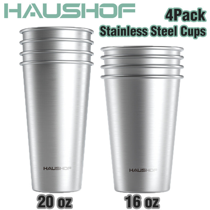 Haushof 20 Oz/16 Oz 4 Pack Pint Cup Stainless Steel Cup Stackable
