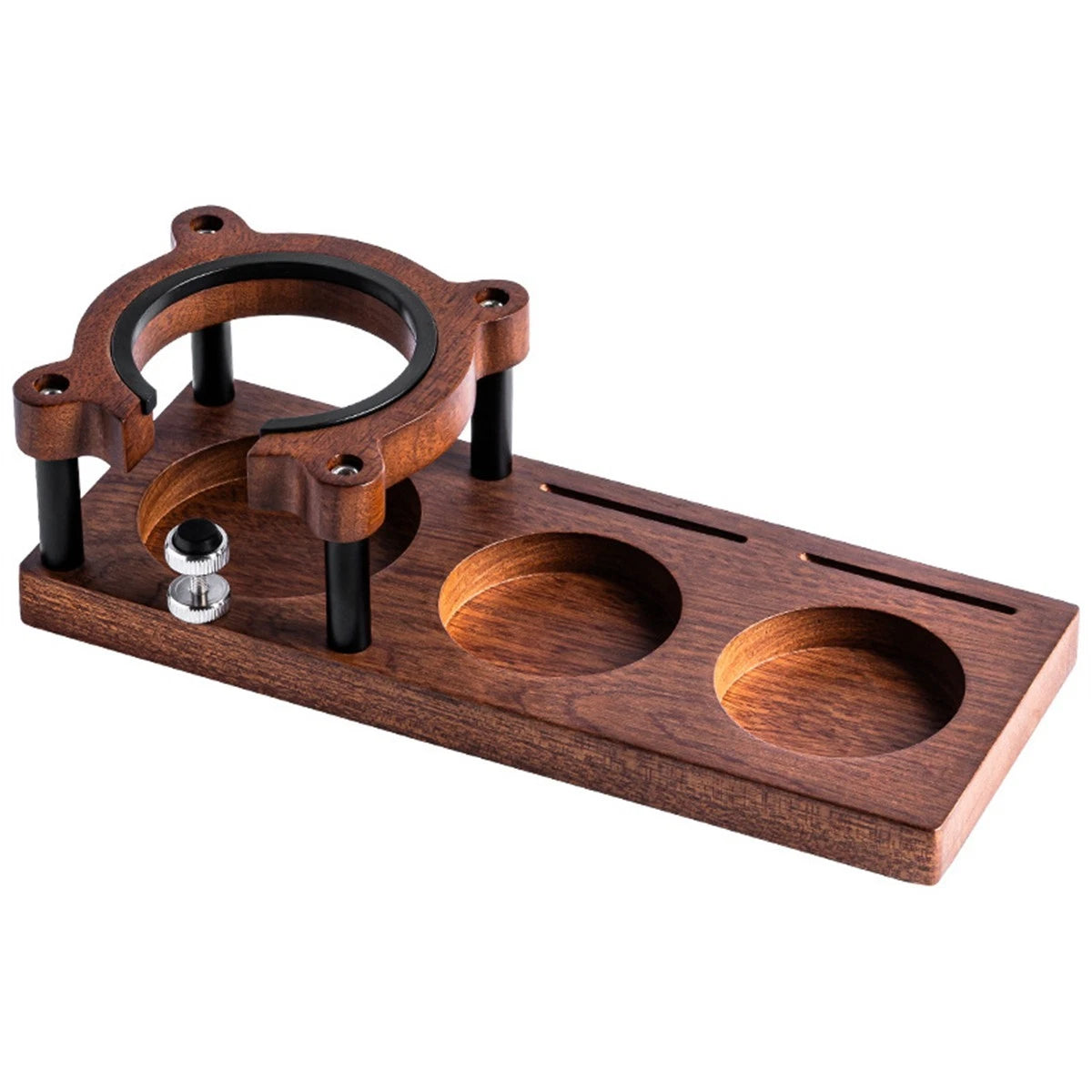 Easy To Use Wooden Espresso Tamping Station For Quick Coffee