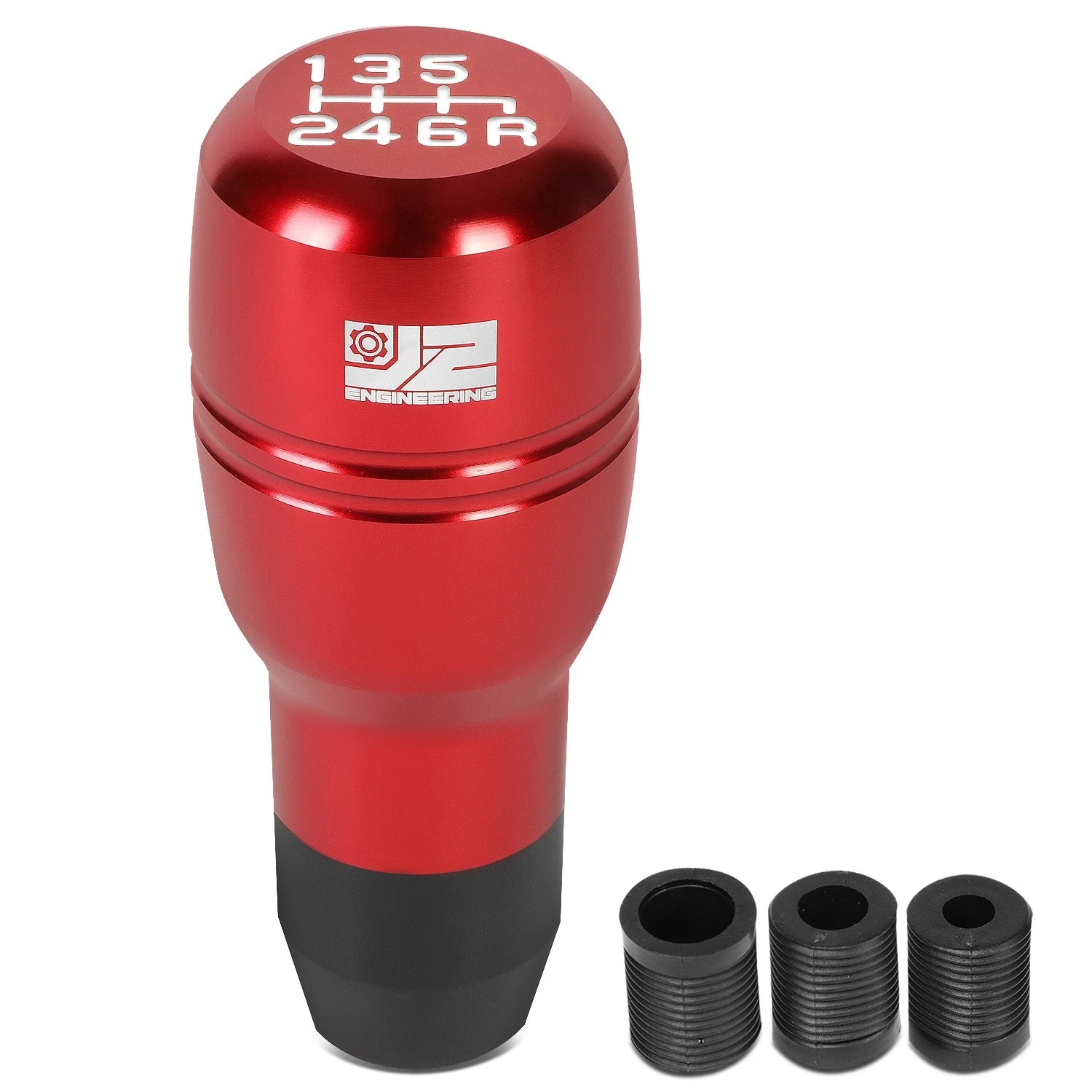 J2 Universal Aluminum Barrel Type Cylindrical Shift Knob Red W/thread