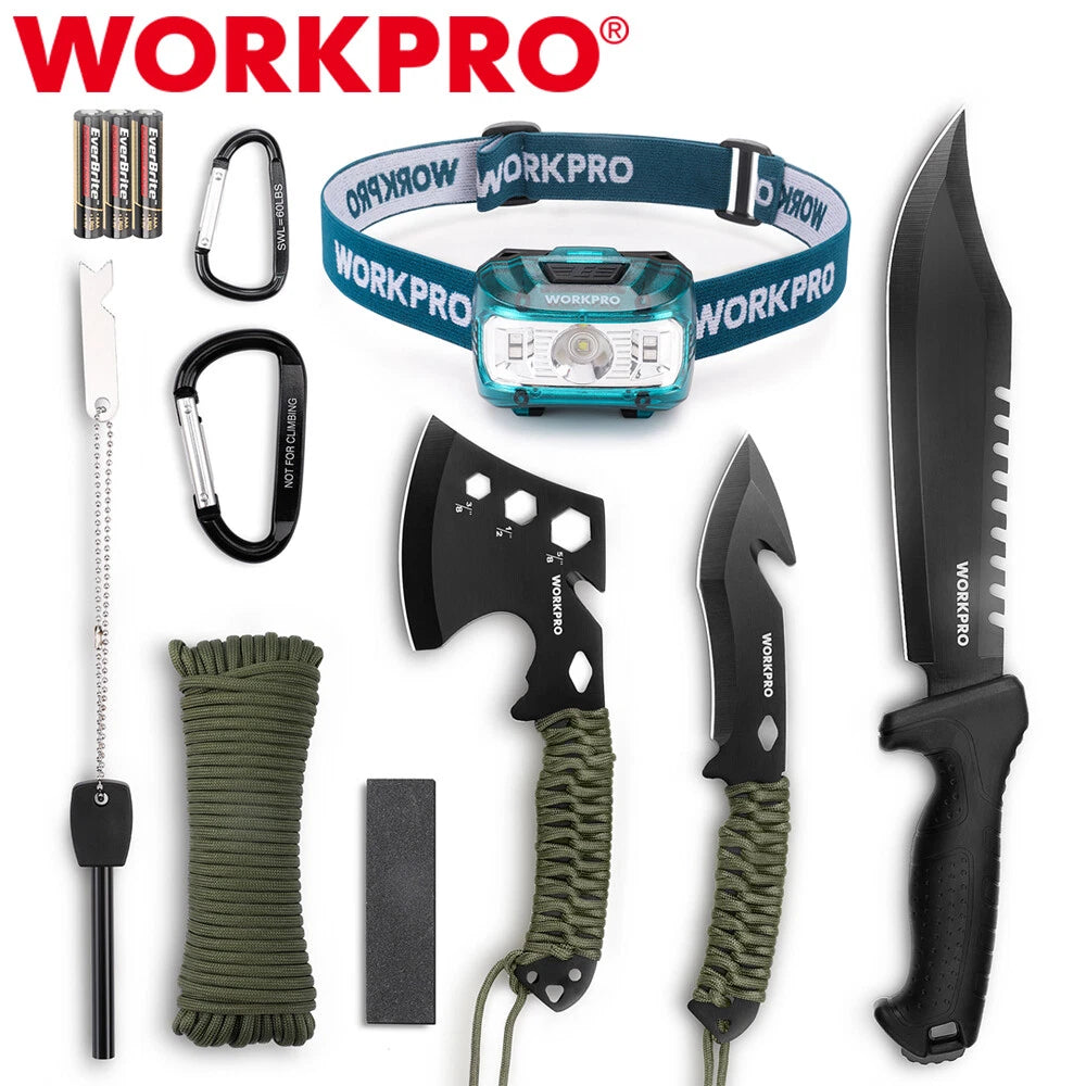 Workpro Camping Hatchet&machet<wbr/>e Camping Axe Fixed Blade Hunting