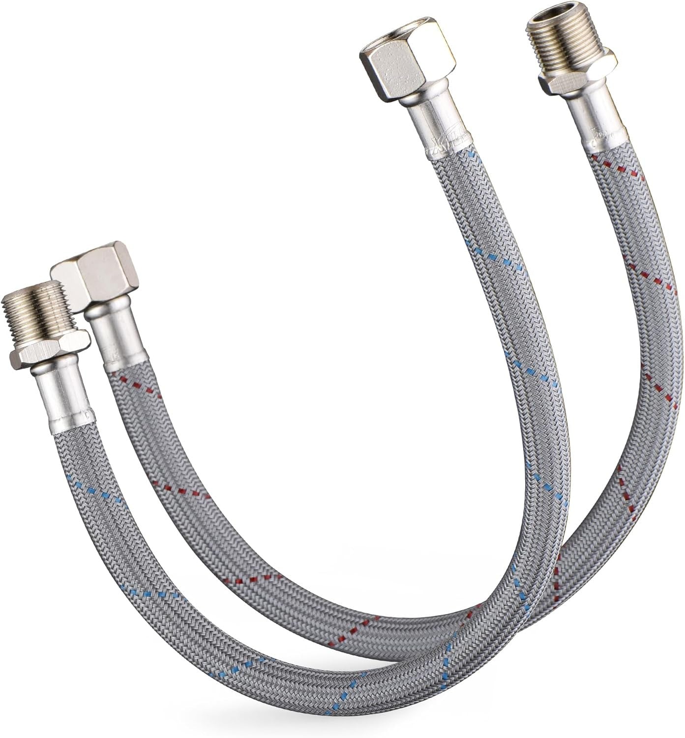 Faucet Supply Lines Length 12" X G 3/8 Female Thread Connector Braided