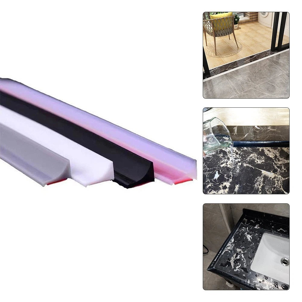 Bathroom Kitchen Water Stopper Strip Silicone Shower Barrier Floor