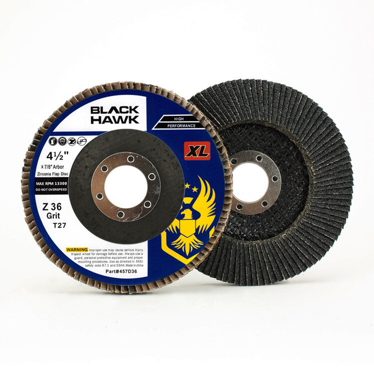 5 Pack 4.5" x 7/8" XL 36 Grit High Density Flap Discs Jumbo Grinding
