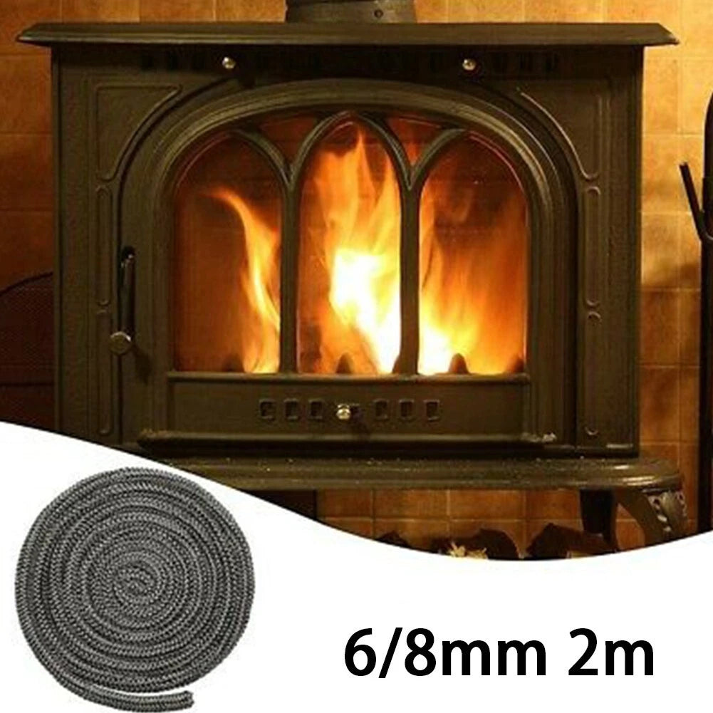 Fiberglass Wood Stove Gasket Rope High Temp Tape Fire Door Seal 6/8mm