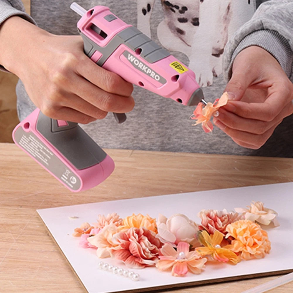 Workpro 7.2V Cordless Hot Glue Gun 30s Fast Preheating Dual-temp Glue