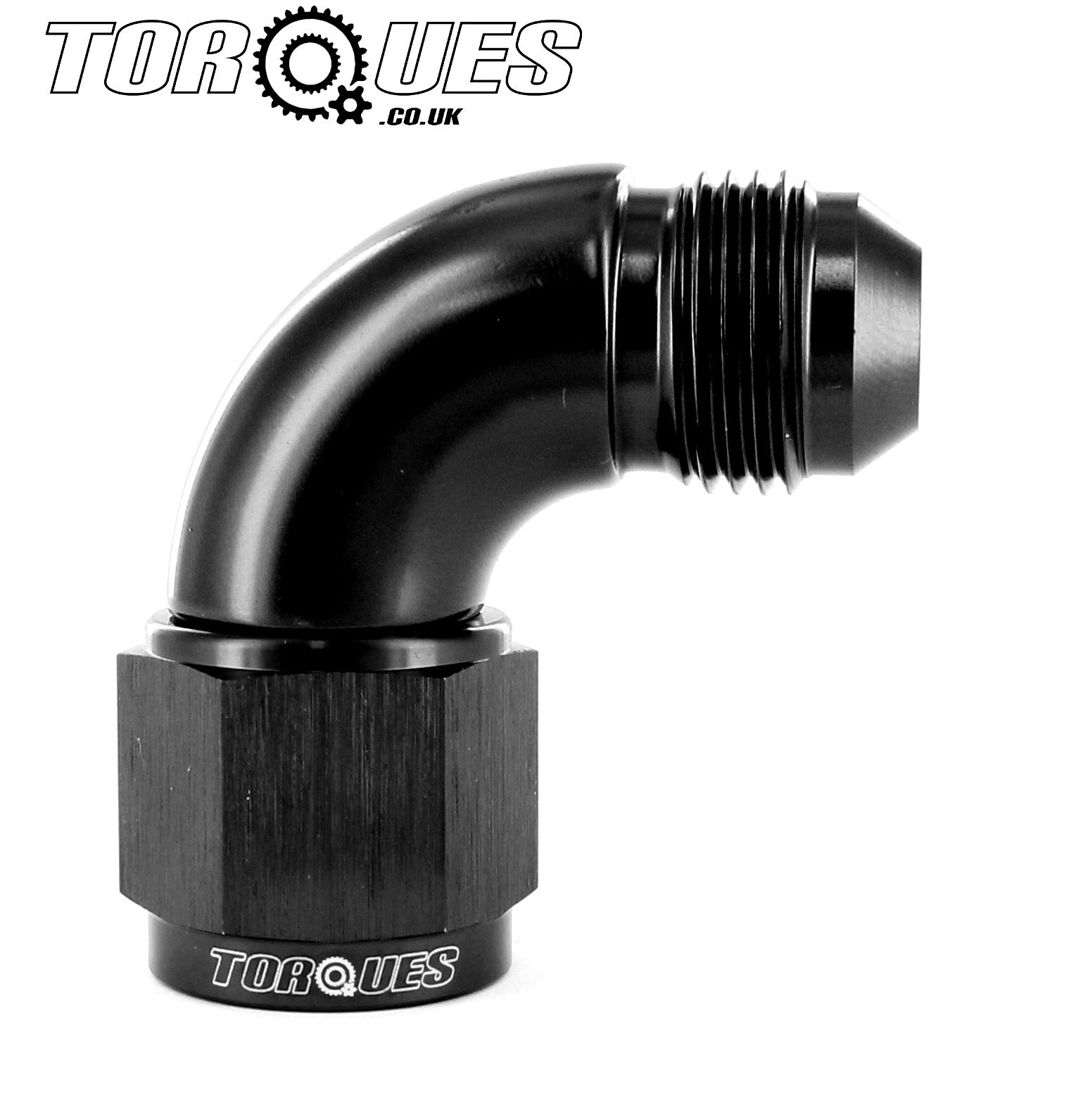 AN -4 (4AN) 90 Degree Male to Female UltraFlow Adapter in Black