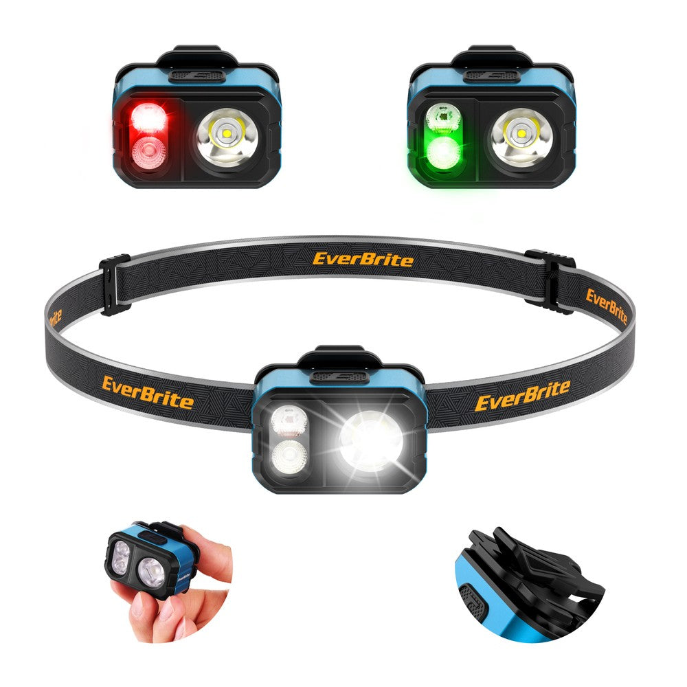 EverBrite Rechargeable LED Headlamp with Hat Clip 7 Modes Wh