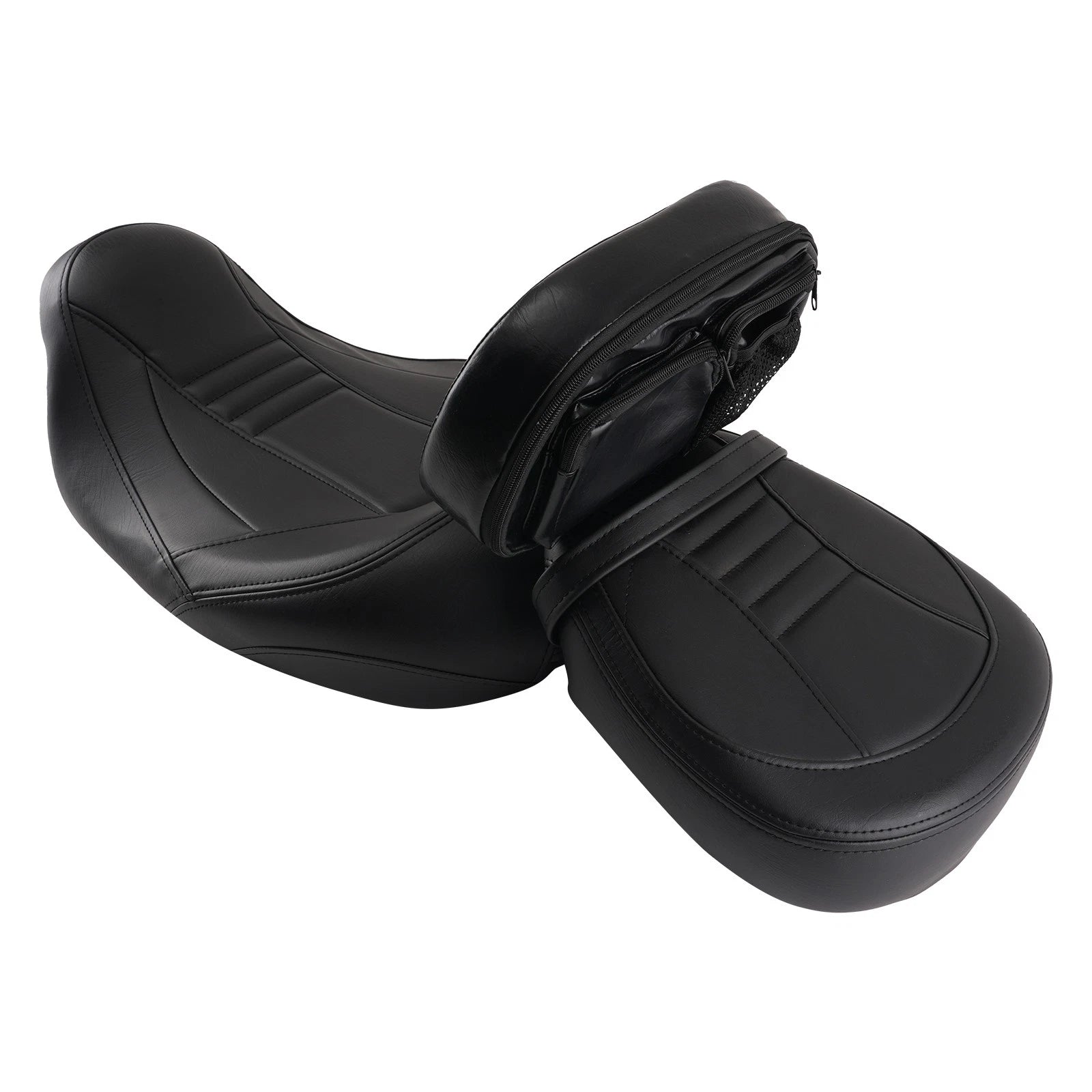 Black Leather Seat Set For Harley Touring 2009-2020 W/ Soft Foam