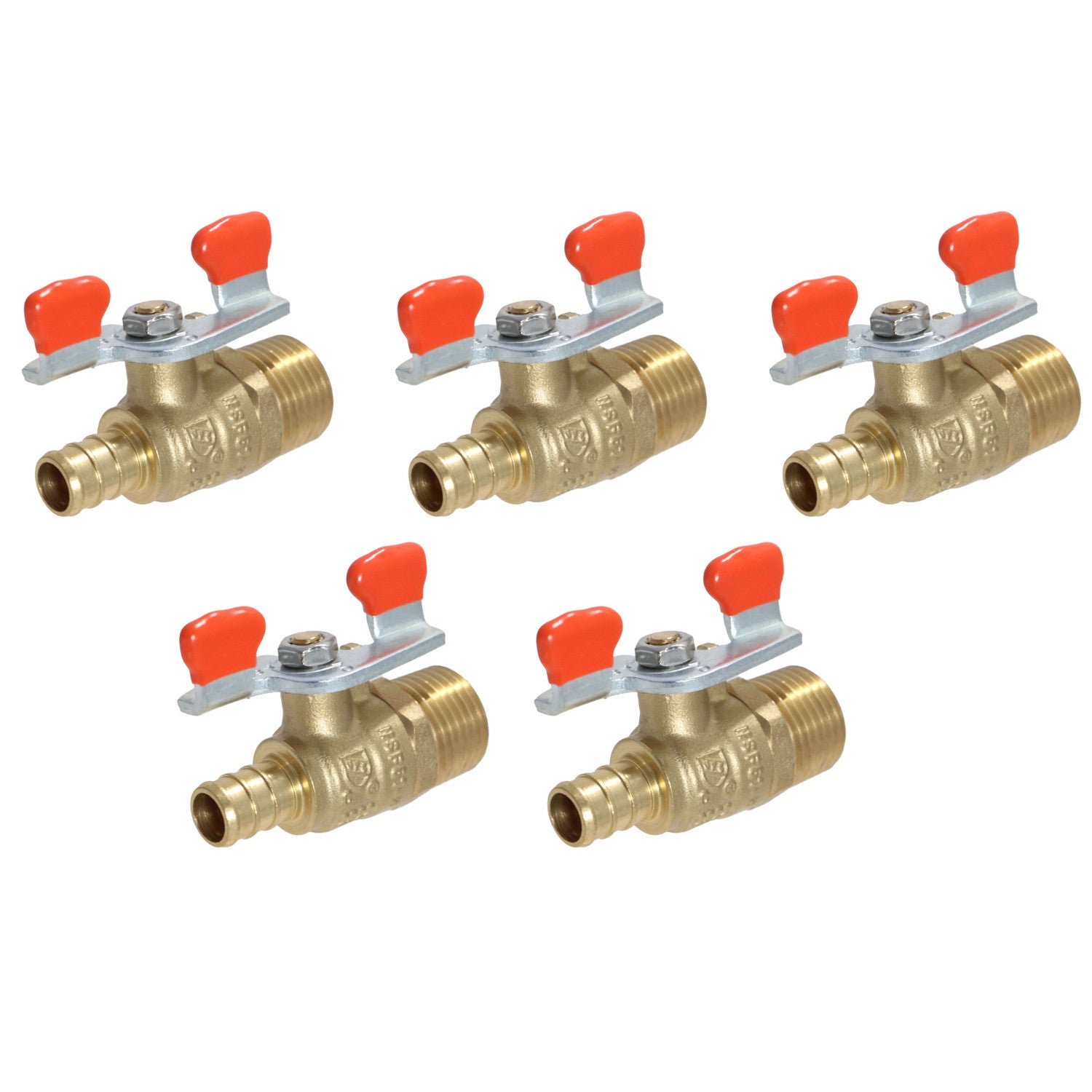 5 Pack XFITTING Barb Crimp Pex 1/2" x 1/2" Male Ball Va