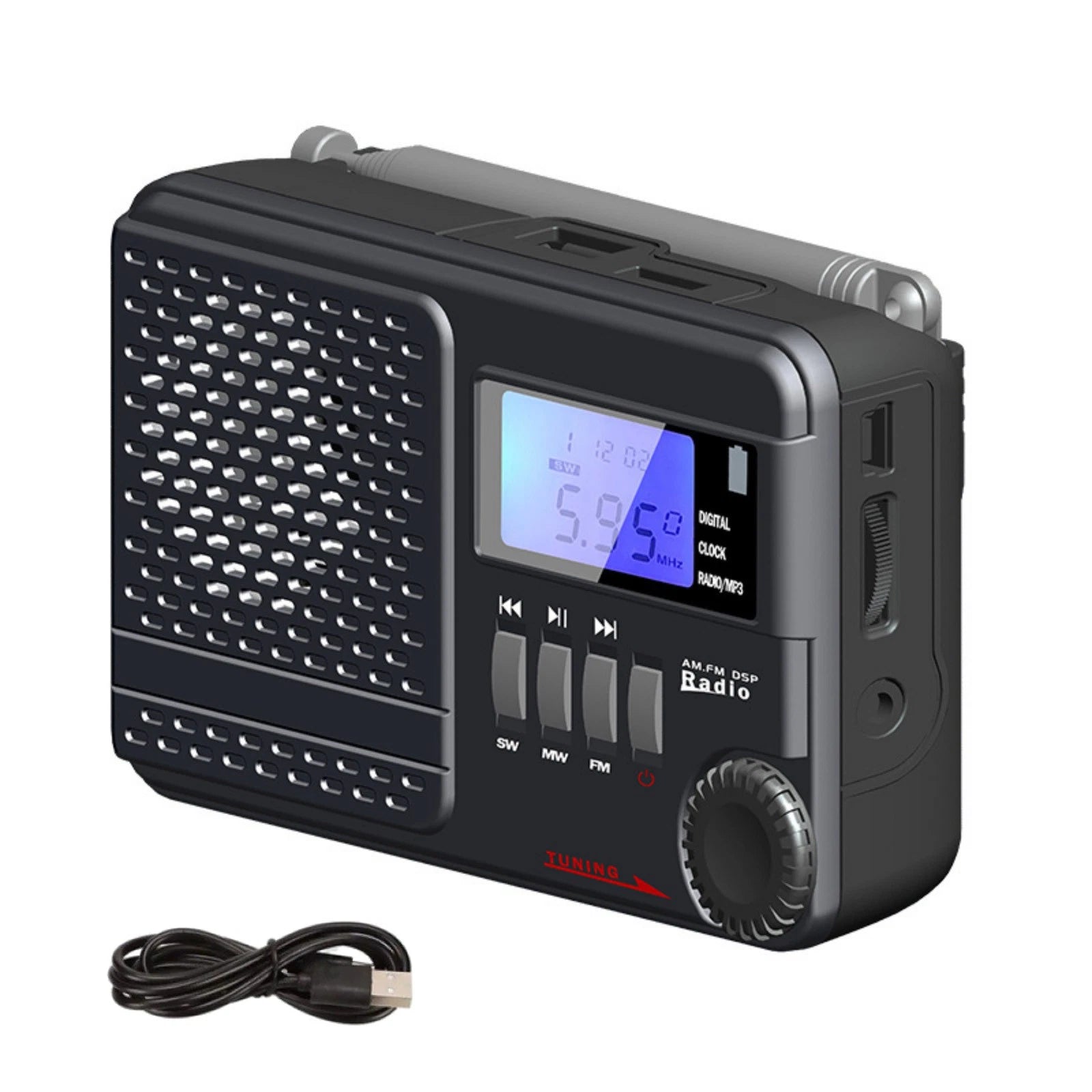 Digital Am Fm Shortwave Radio Portable Mp3 Player Support Microsd