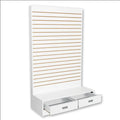 White Slatwall Wall Unit - L Shape Display Tower Floor Stand 48"w X