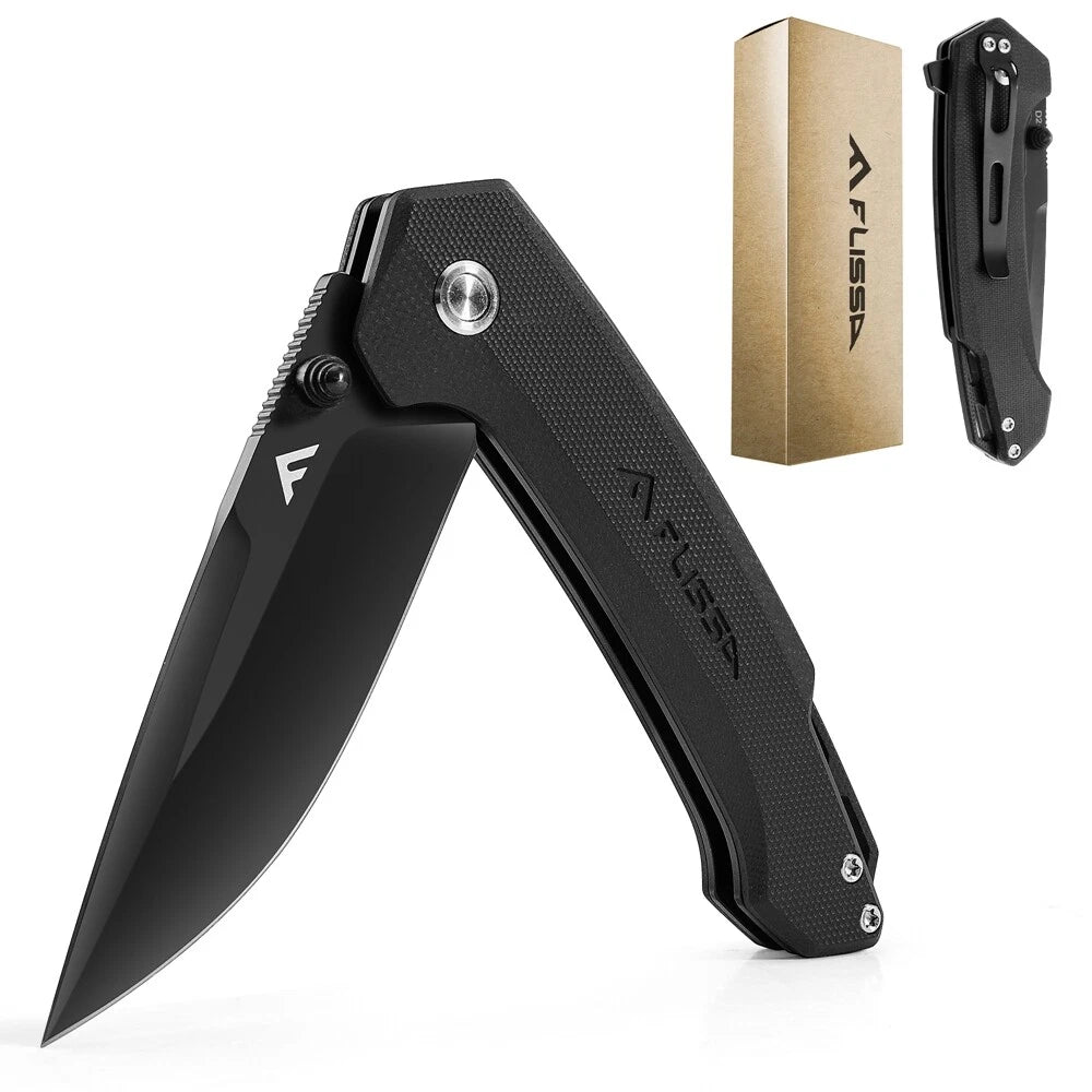 Flissa 3.2” Folding Pocket Knife D2 Blade G10 Handle Edc Knife