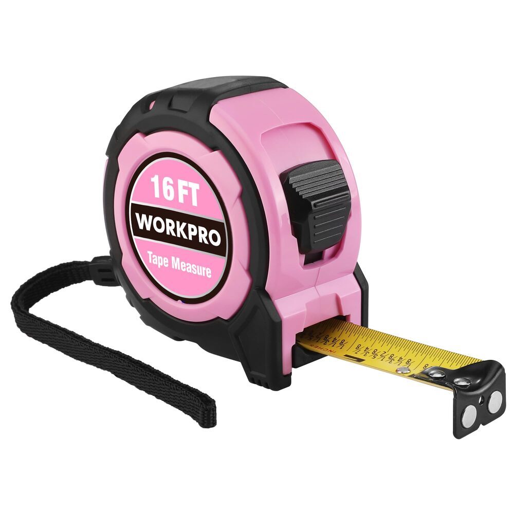WORKPRO 16FT Pink Tape Measure - Easy Read Measuring Tape by WORKPRO