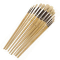 12pc ROUND TIP 13" LONG ARTIST PAINT BRUSH BRUSHES SET OIL/WATER BASE PTC-582